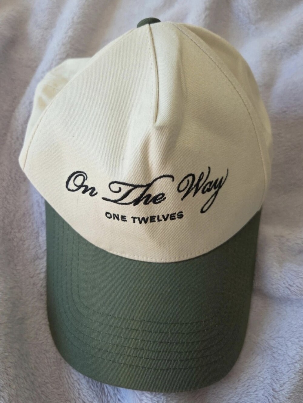 One Twelves On The Way Heritage Canvas Trucker Hat Creme Olive Green